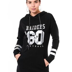 Raiders Black Pullover Hoodie Dress with Graphic Logo